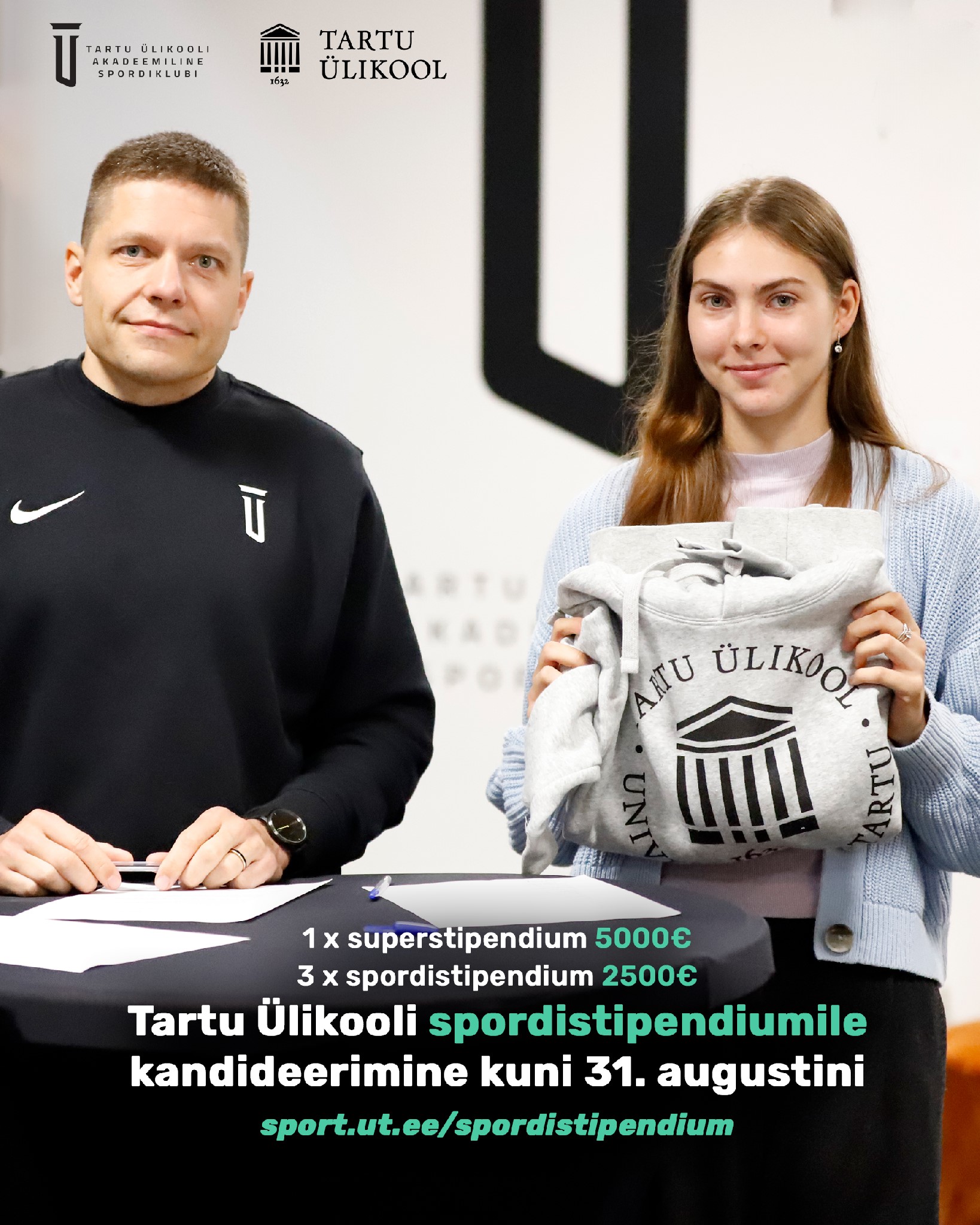 Tartu Ülikooli Akadeemiline Spordiklubi annab taaskord välja õppe- ja spordistipendiume kuni 5000 eurot õppeaastas